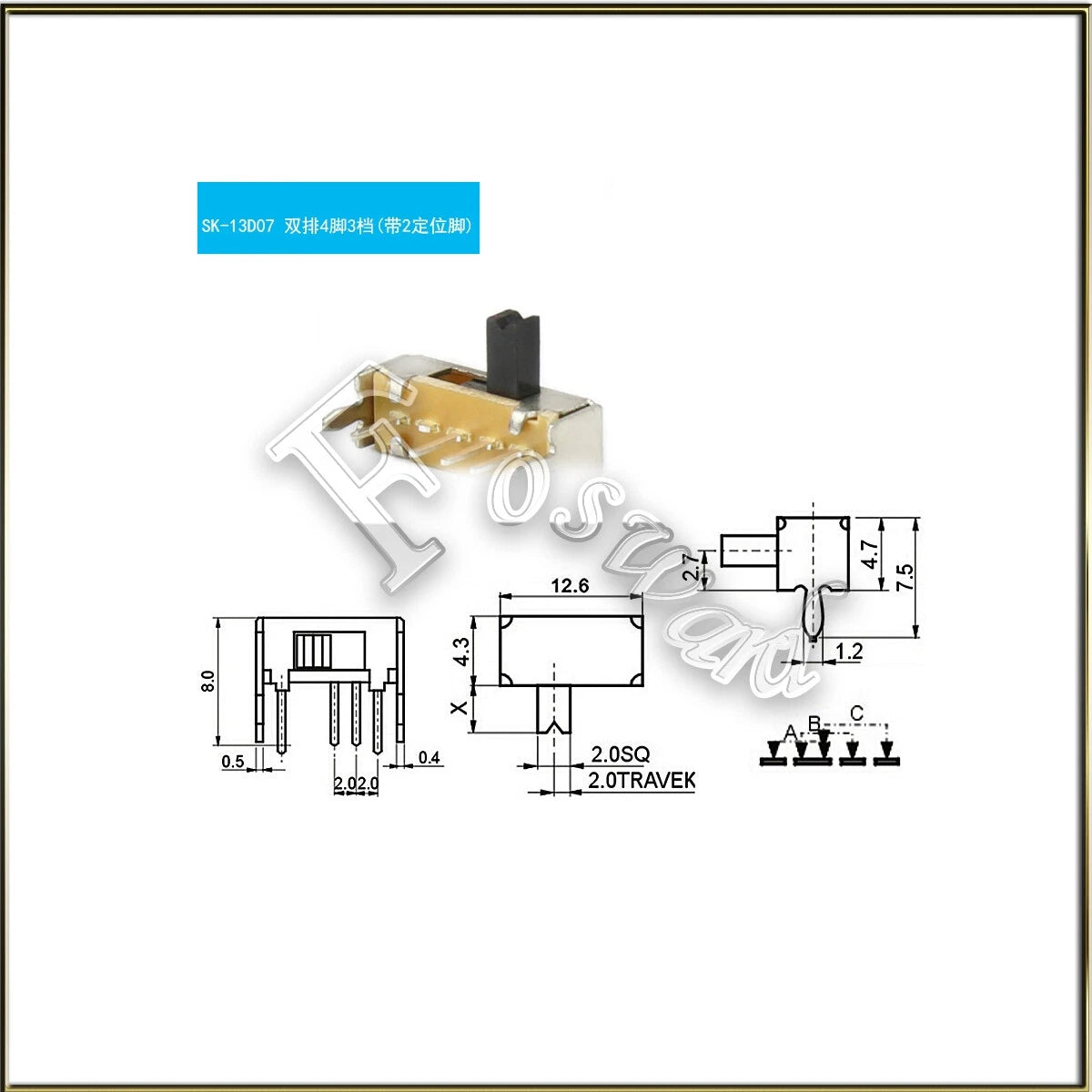 Mini Slide Switch SPDT 2/3-Position — 3/4/6 Pin PCB Micro Toggle Switch