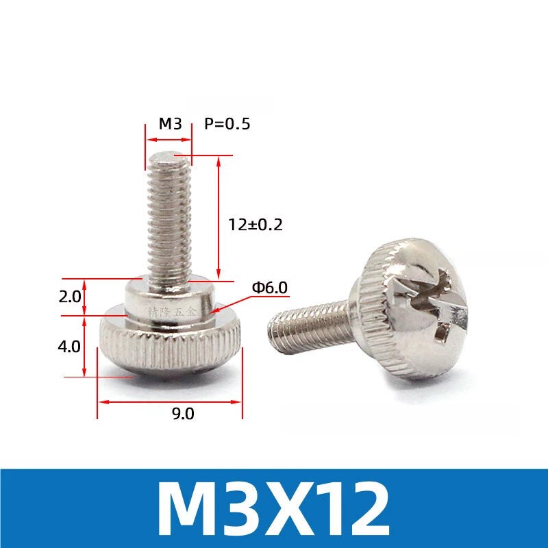 M3 Knurled Thumb Screws Step Hand Grip Knob Bolts — Carbon Steel, Nickel or Black Zinc - HomeDIYer