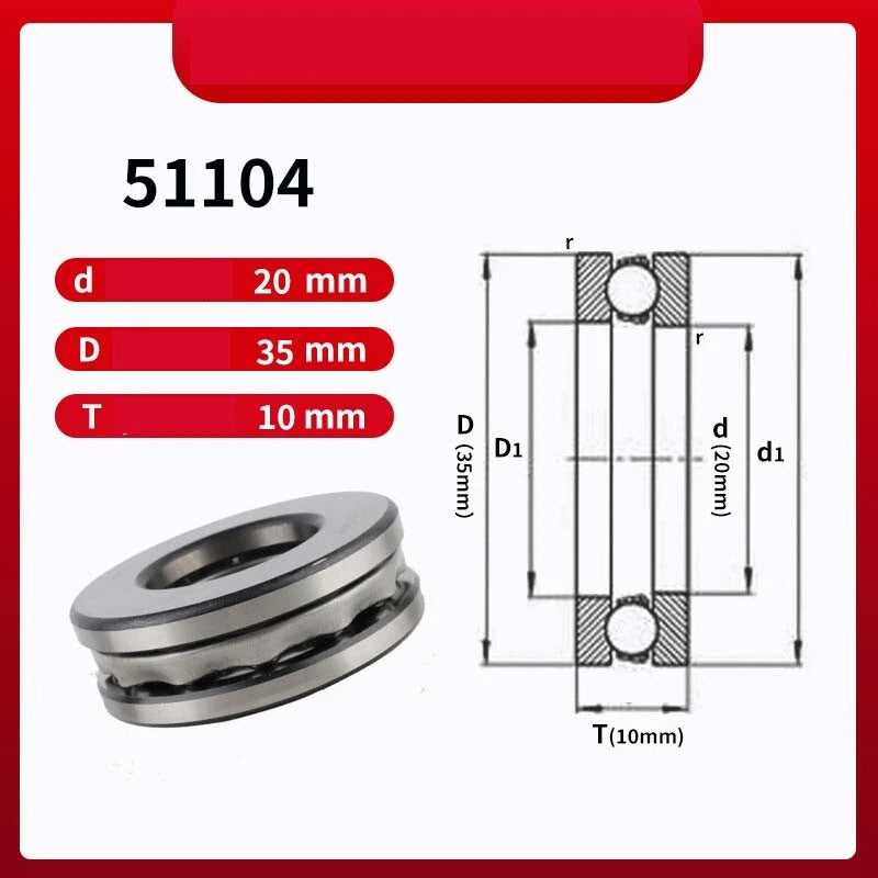 51100 - 51107 Thrust Ball Bearings Plane Axial Ball Bearing Bore 10mm to 35mm
