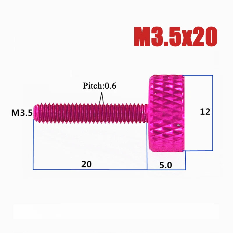 M3.5-M4 Aluminum Alloy Knurled Thumb Screws Hand Grip Knob Bolts 4.5mm-30mm