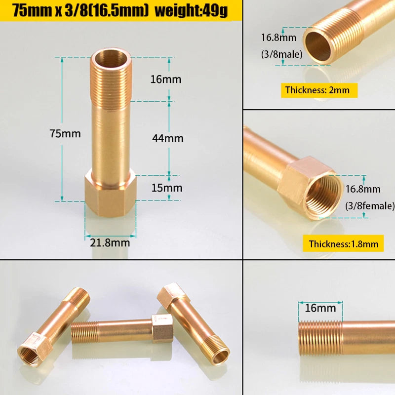 Brass BSP Extension Pipe Nipple Adaptor — Male to Female 1/8" 1/4" 3/8", 50–150mm