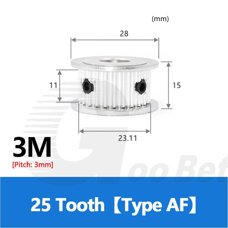 3M 10mm Timing Belt Drive Pulley 3mm Pitch 15-50 Tooth 4-20mm Bore HTD Aluminium