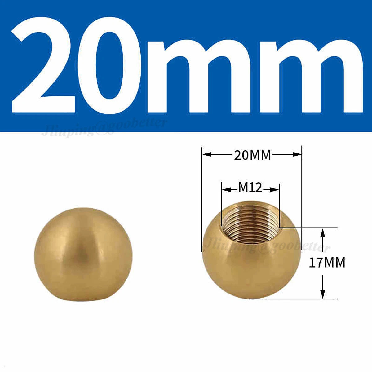 Brass Ball Cap Nuts – Lamp Finial Screw Caps, Female Thread M3 to M12, Ball Diameter 6–25mm