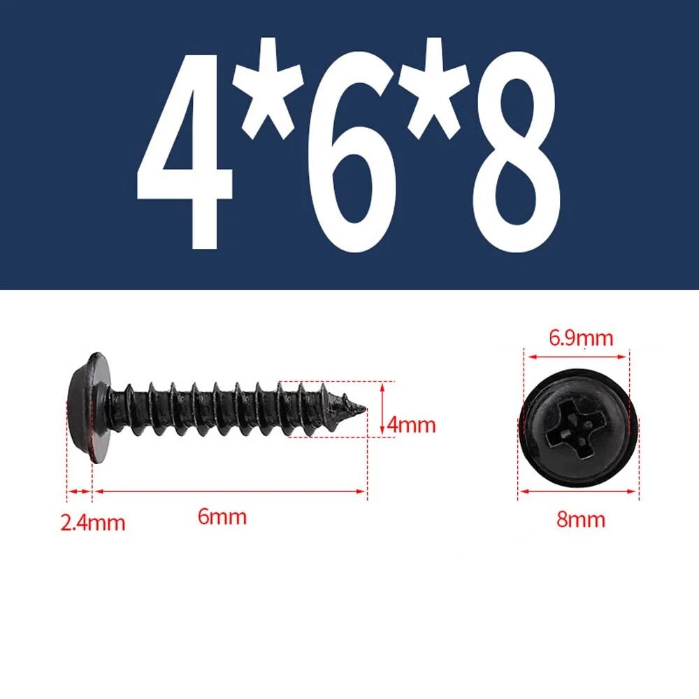 Black Phillips Flanged Head Self Tapping Screws – M1.2–M5 Carbon Steel
