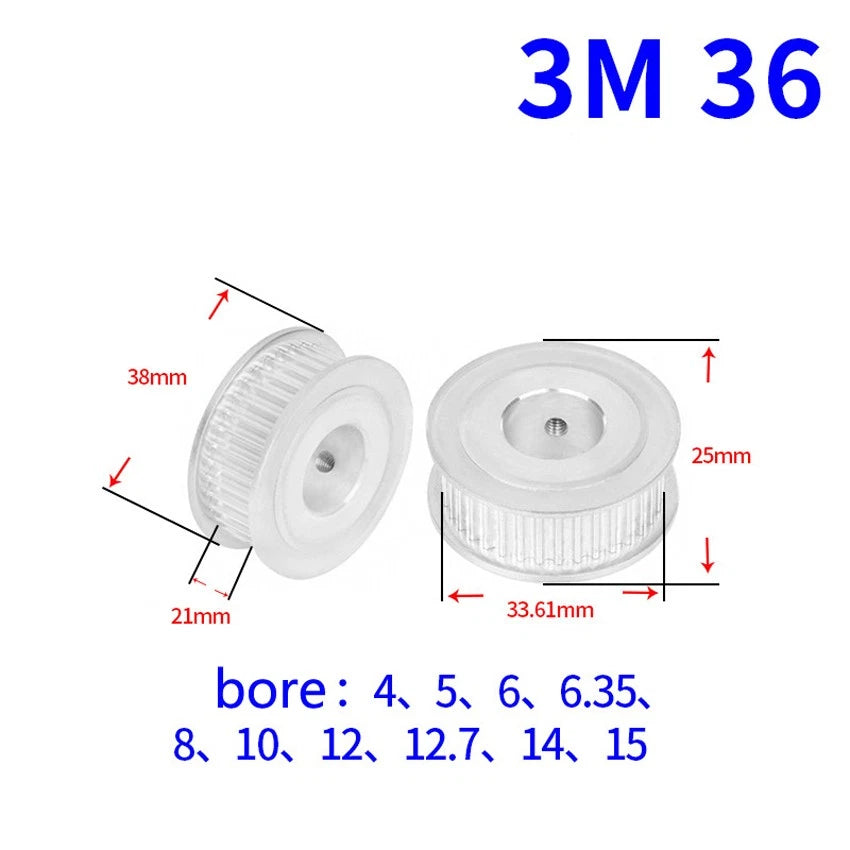 HTD-3M 20-60Teeth Timing Belt Pulley Pitch 3mm AF-type With Keyway, Width 21mm