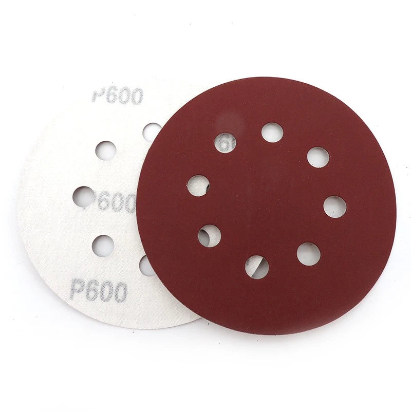125mm 225mm Red Sanding Discs Hook Loop Sandpaper Pads 8 Hole Grit 40 - 2000