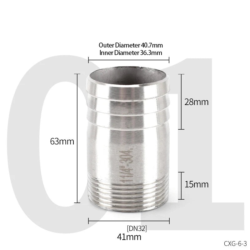 Stainless Steel Hose Barb Tail Fitting — BSP Male Thread Connector Adapter
