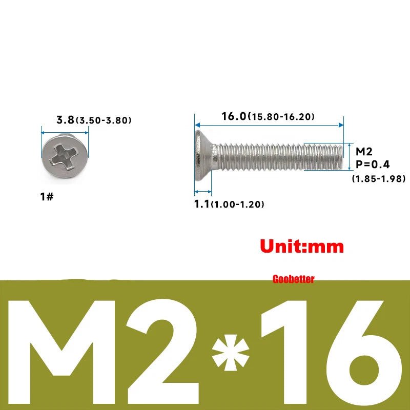 304 Stainless Steel Phillips Flat Head Machine Screws M1–M6 | Countersunk Bolts - HomeDIYer
