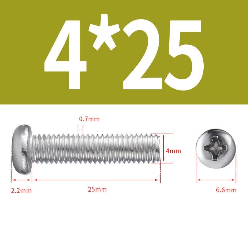 M3 M4 M5 Phillips Round Pan Head Machine Screws – 201 Stainless Steel, 6–30mm Lengths - HomeDIYer