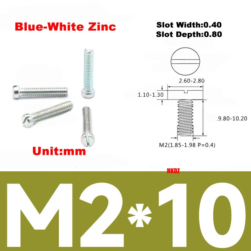 M1.2–M6 Slotted Cheese Head Machine Screws — Carbon Steel, Multiple Coatings