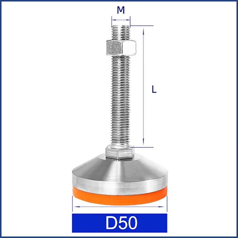 Anti‑Slip Heavy Levelling Machine Feet – Stainless Steel, Adjustable Height M8–M30 (30–200mm Lengths)