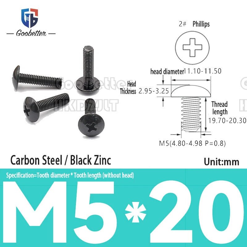 Phillips Flat Head Machine Screws M2.3 to M6 — Carbon Steel, Stainless & Brass, 7 Finishes - HomeDIYer