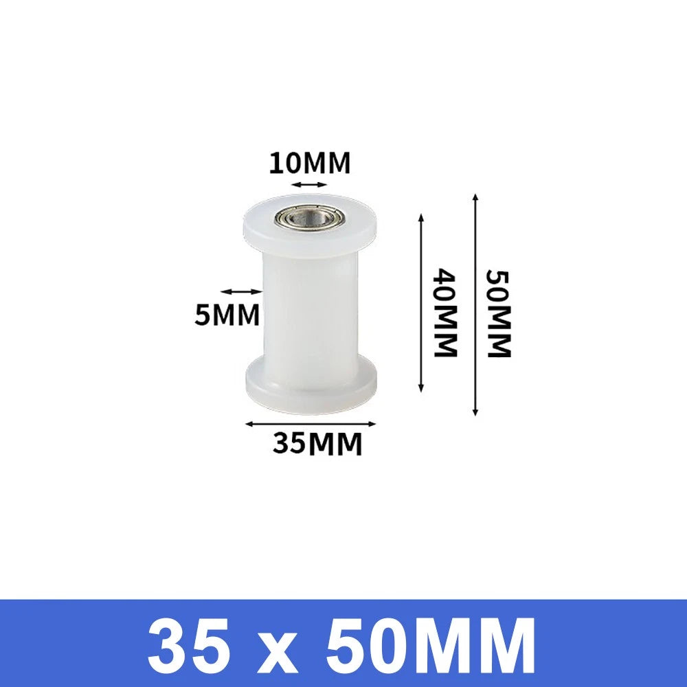 25mm - 55mm Square Flat Nylon Pulley H Idler Wheels, Ball Bearing Nylon Rollers