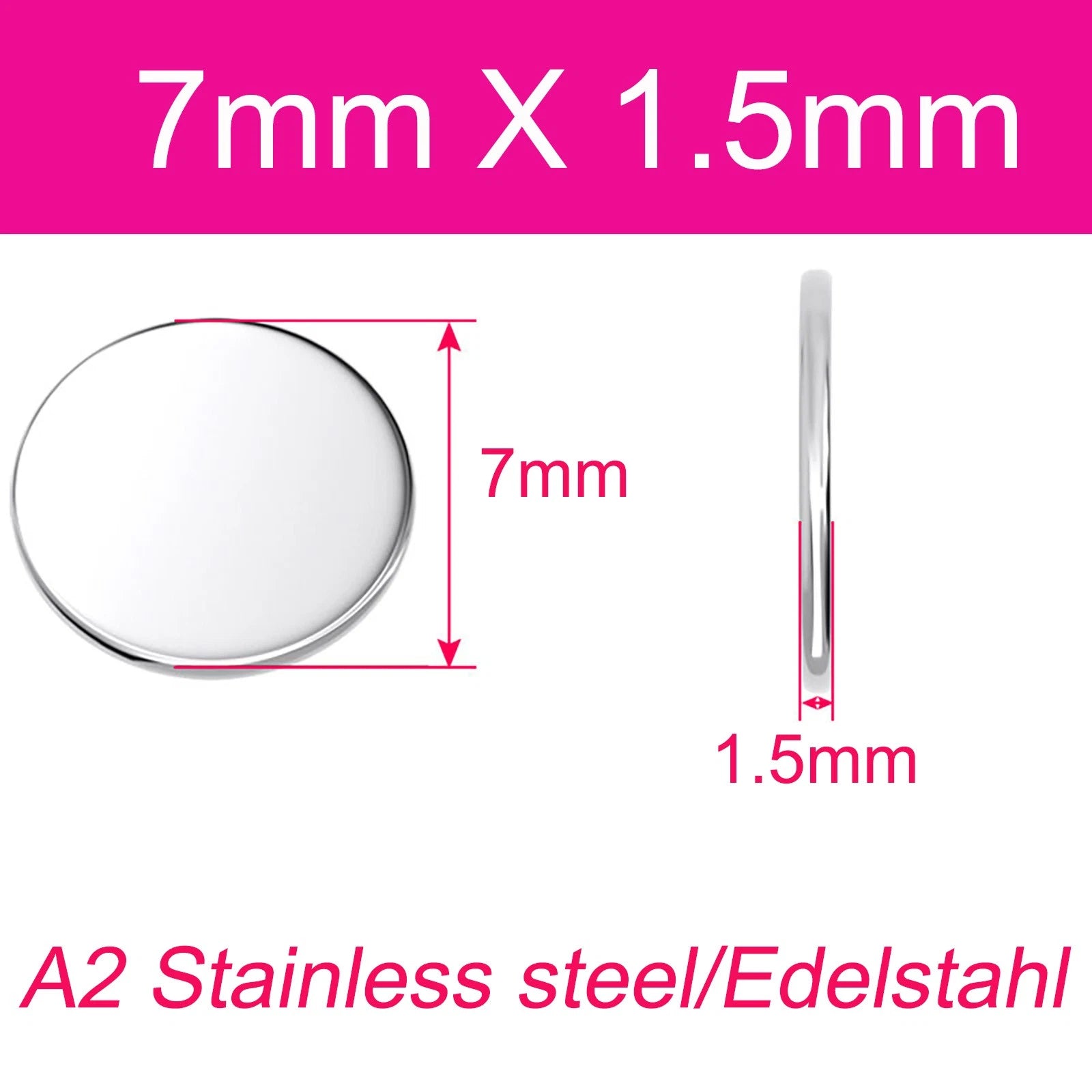 Round Plate A2 Stainless Steel Sheet Plate Thick 1/1.5/2/2.5/3/4/5mm Dia 6-80mm