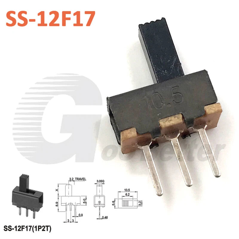 Miniature Slide Switch SPDT 2-Position On-Off Micro Toggle for Model Railway