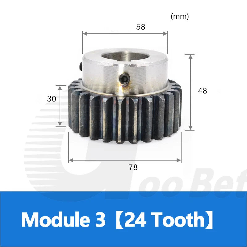 Spur Gear C45 Steel Mod 3 with Hub 12-40 Tooth Motor Pinion Hardened 8-40mm Bore