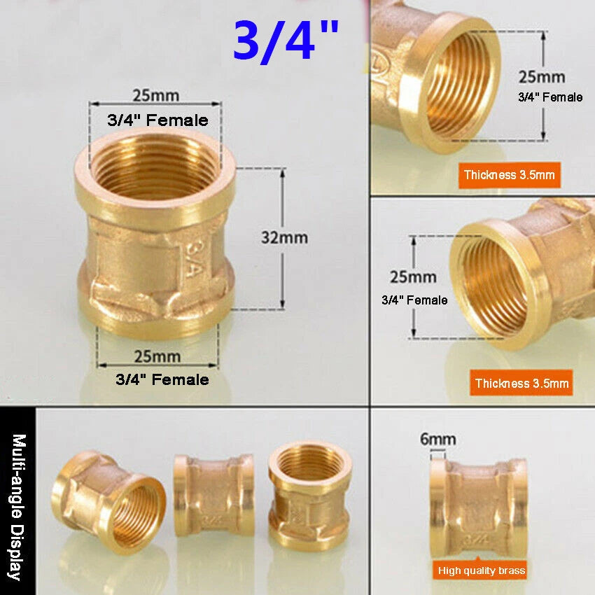 Female Thread Brass Coupling Adapter — Straight & Reducer Pipe Fittings