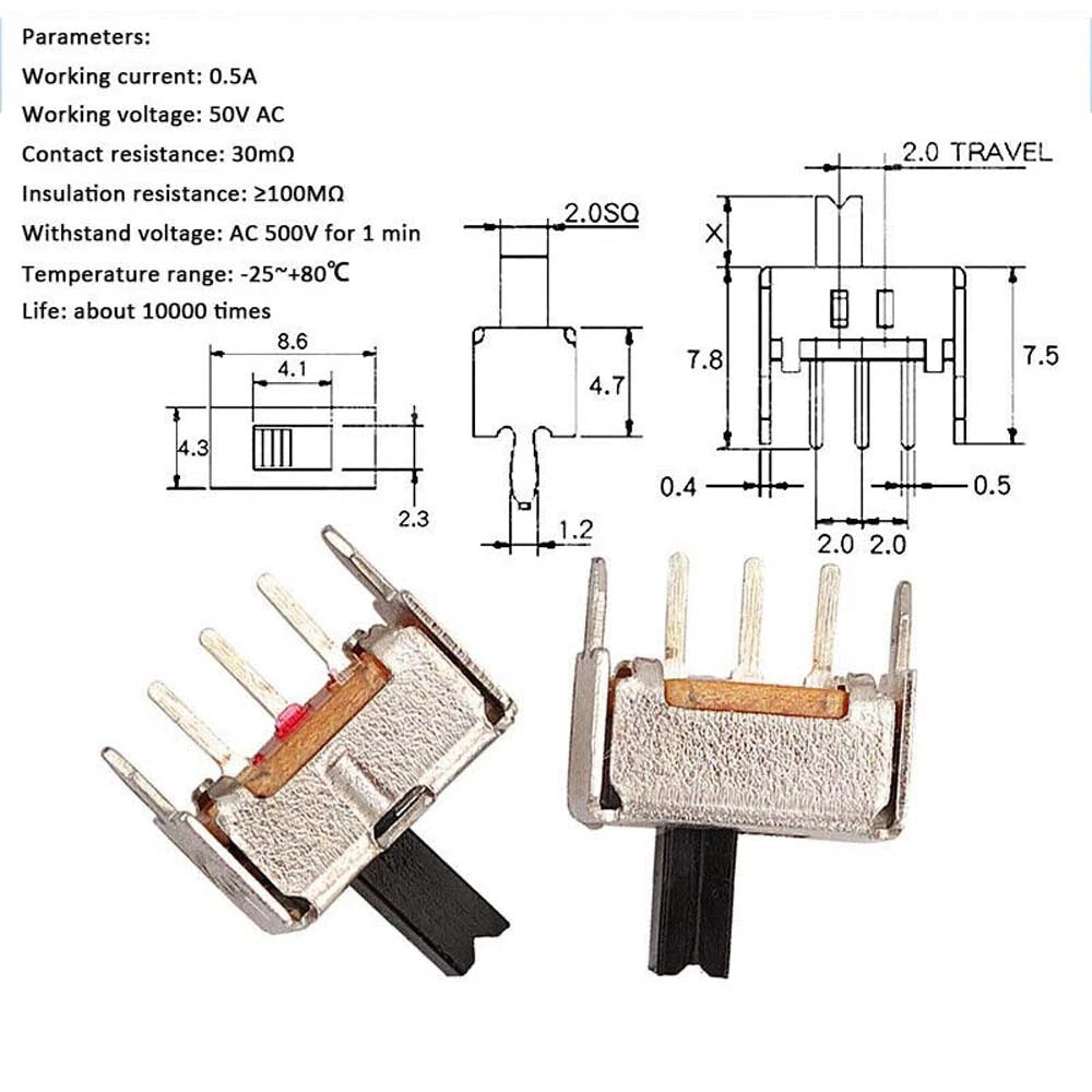 Miniature Slide Toggle Switch — 2/3-Position, Single/Double Row, Vertical & Horizontal, Through-Hole & SMD