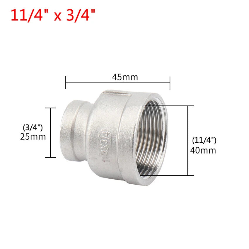 BSP Female Pipe Fittings Reducer Adapter, 304 Stainless Steel, 3/8" to 2"