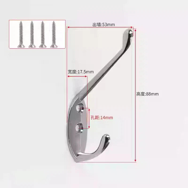 Double Hat Coat Hooks Hanger Door Wall Cloth Towel Holder Organiser Rack Robe