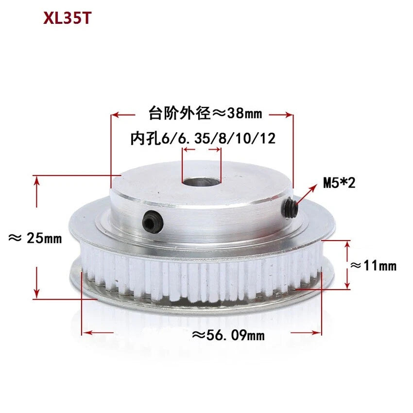 XL 10-100T Timing Belt Pulley Pitch 5.08mm Synchronous Wheel For 10mm Width Belt