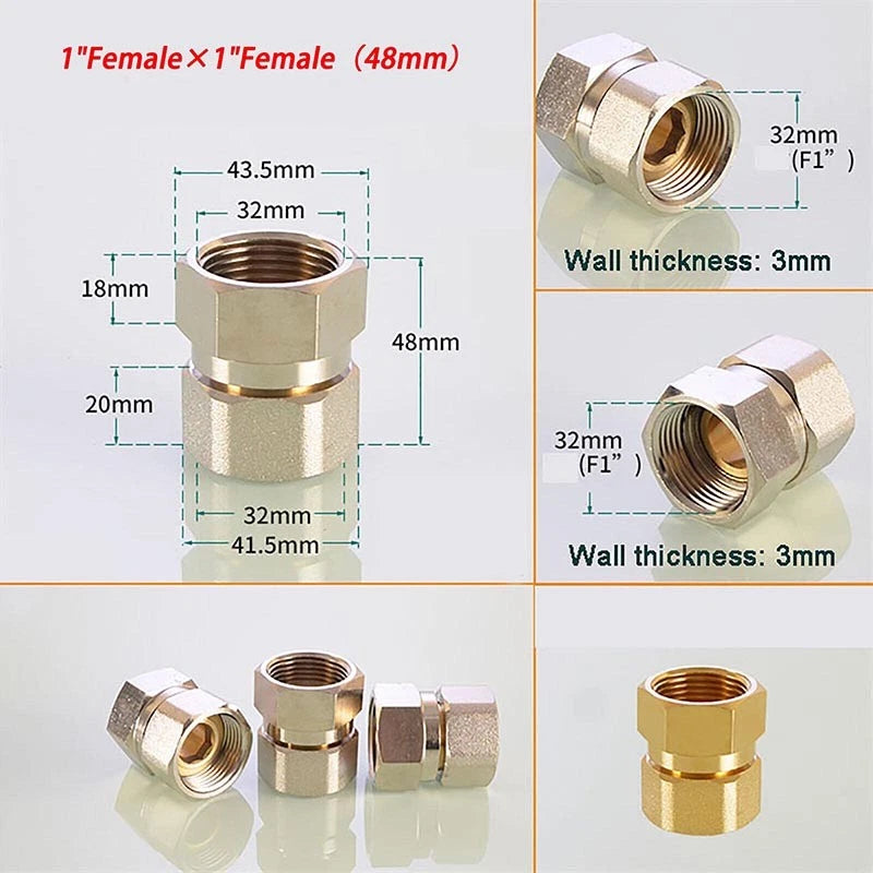 Brass Compression Fittings — Straight Coupling & Elbow Connector, 1/2" 3/4" 1" Female/Male