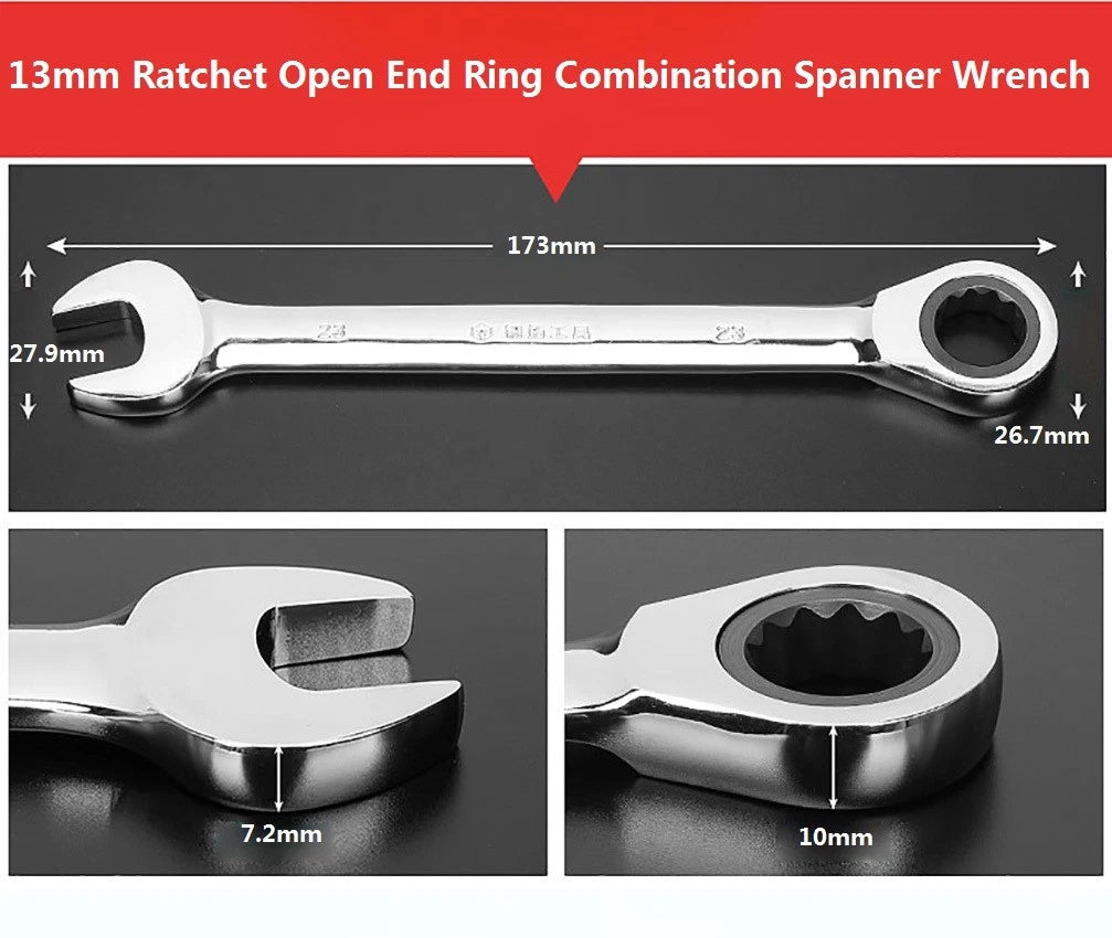 Ratchet Open End Ring Combination Spanner Wrench Set Automotive Tool 6mm-24mm