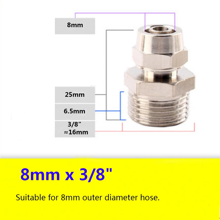 Pneumatic Straight Push-to-Connect Fittings — Male Thread, OD 4mm to 16mm Hose