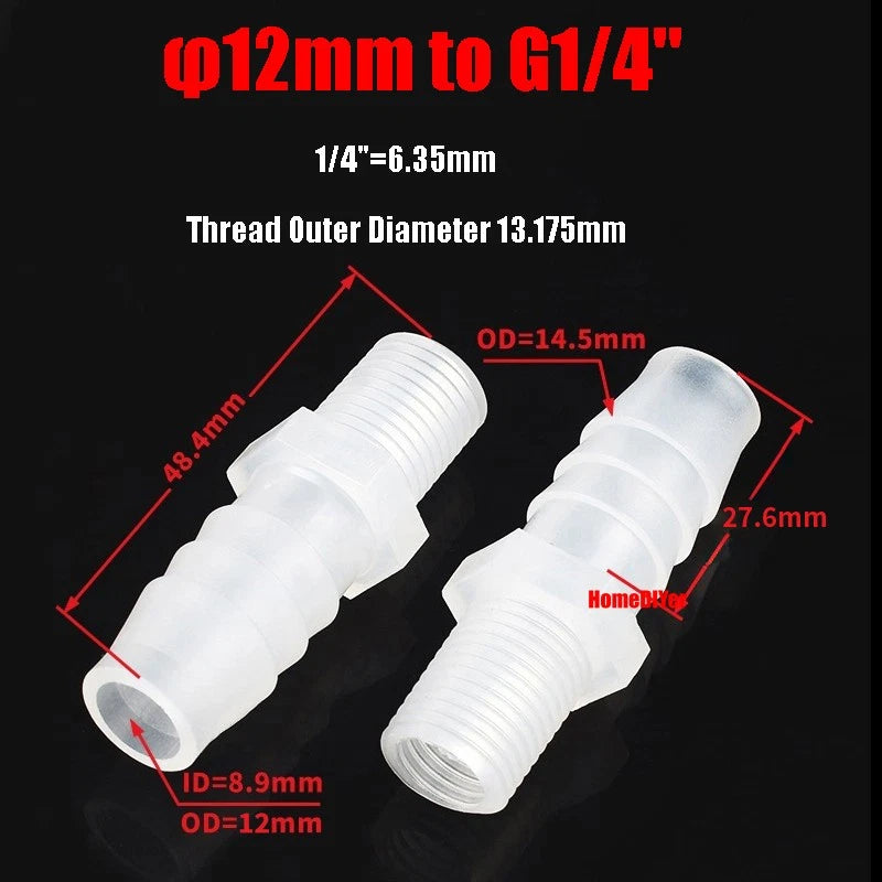 Plastic Barbed Connector 4mm~12mm Straight Cross Pipe Hose Tubing Joiner Fitting