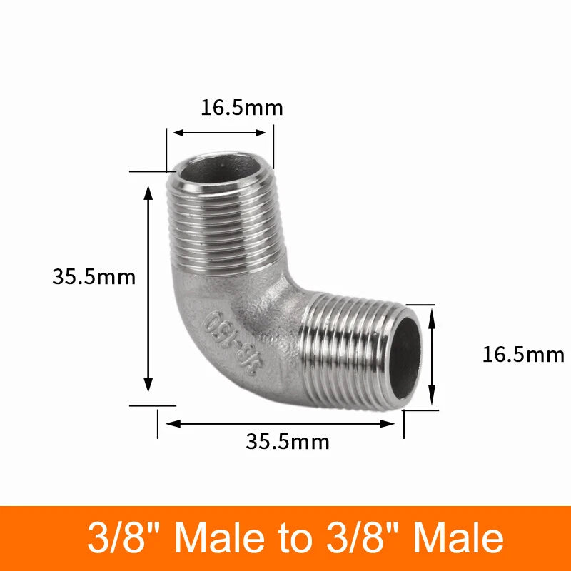 Stainless Steel 90° Elbow BSP Pipe Fittings — Same-Size & Reducing Female/Male Adapters