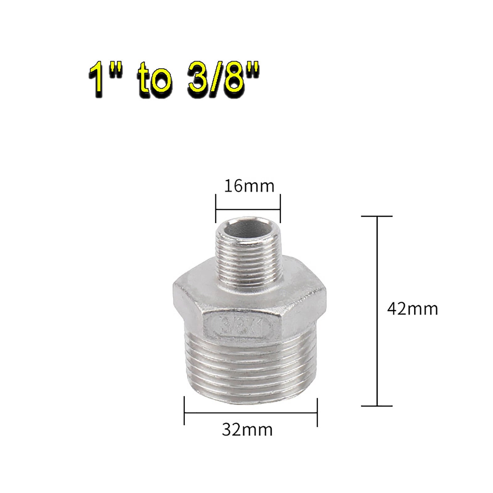BSP Male to Male Reducing Hex Nipple 304 Stainless Steel Pipe Connector