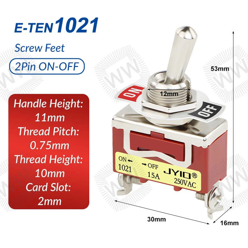 Heavy Duty Metal Toggle Switch – 15A 250VAC, 2/3/4/6 Pin, ON-OFF & ON-OFF-ON