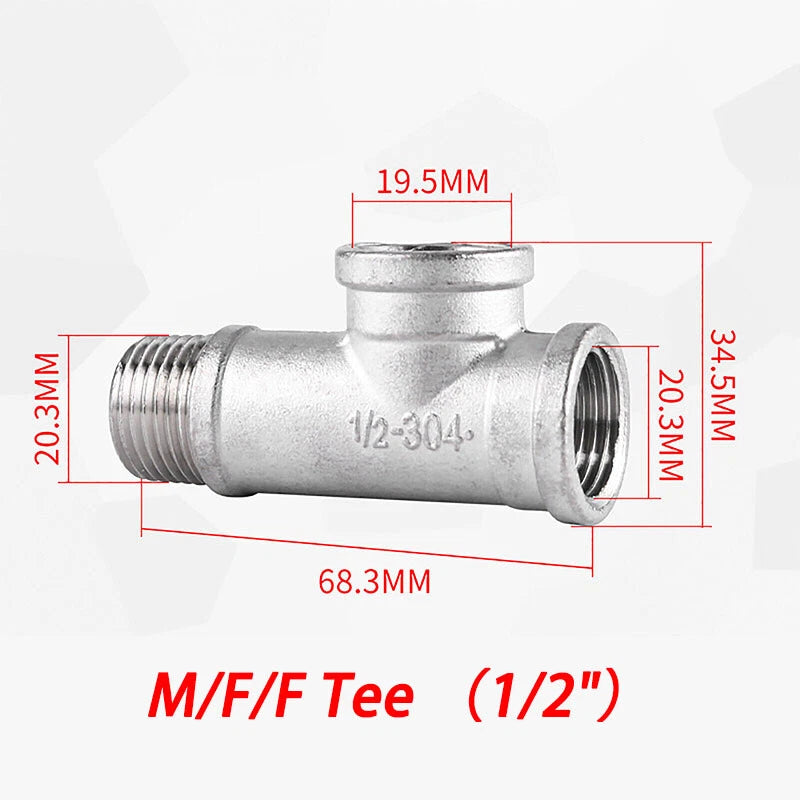 BSP 304 Stainless Steel Pipe Fittings — Elbow, Tee, Nipple, Cross, Bush, Cap (1/2" & 3/4")