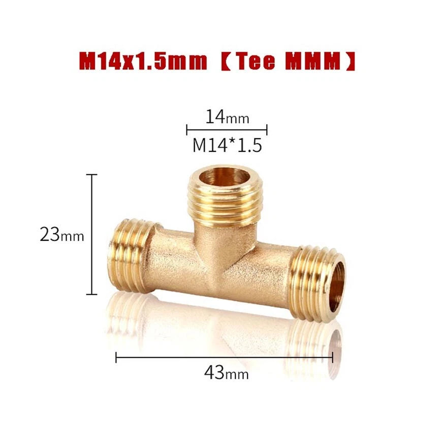 M14x1.5mm & M22x1.5mm Brass Pipe Fittings — Straight, Elbow, Tee, Cross, Coupler Adapters