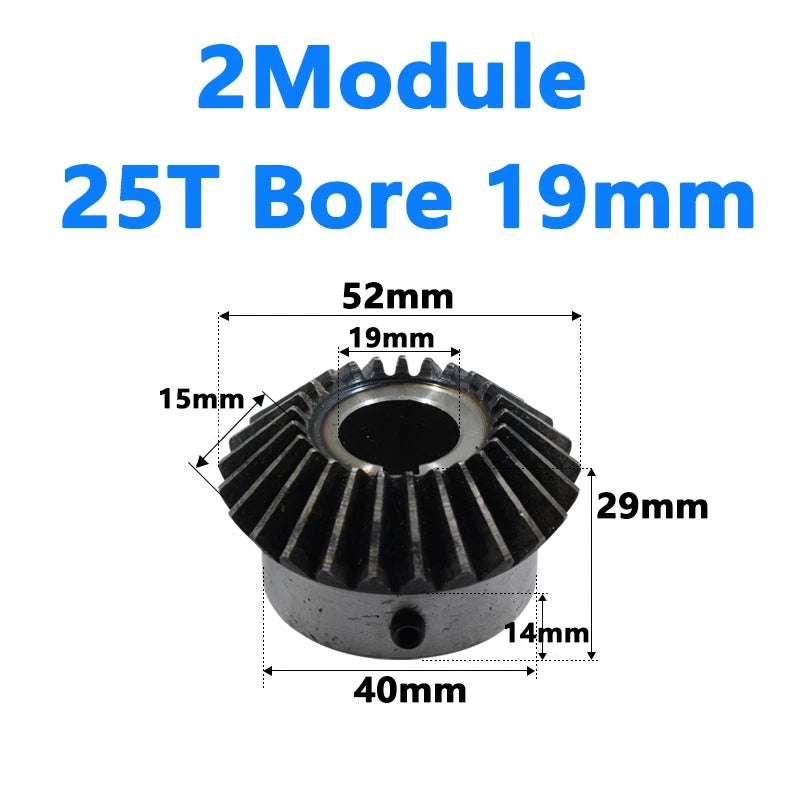 Bevel Gear 2 Module Ratio 1:1 Teeth 25 30 Bore Dia 10mm 12mm 14mm 15mm 16mm-28mm