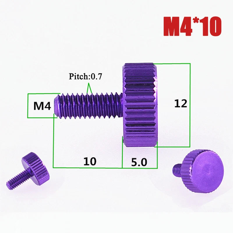M2–M6 Aluminum Alloy Knurled Thumb Screws | Hand-Tighten Knob Bolts, 10 Colors