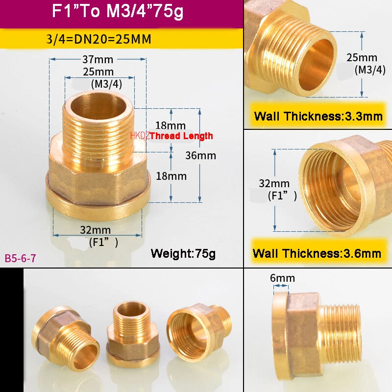1 8" BSP Brass Reducing Fittings Female To Male Thread Connector Adaptor Coupler