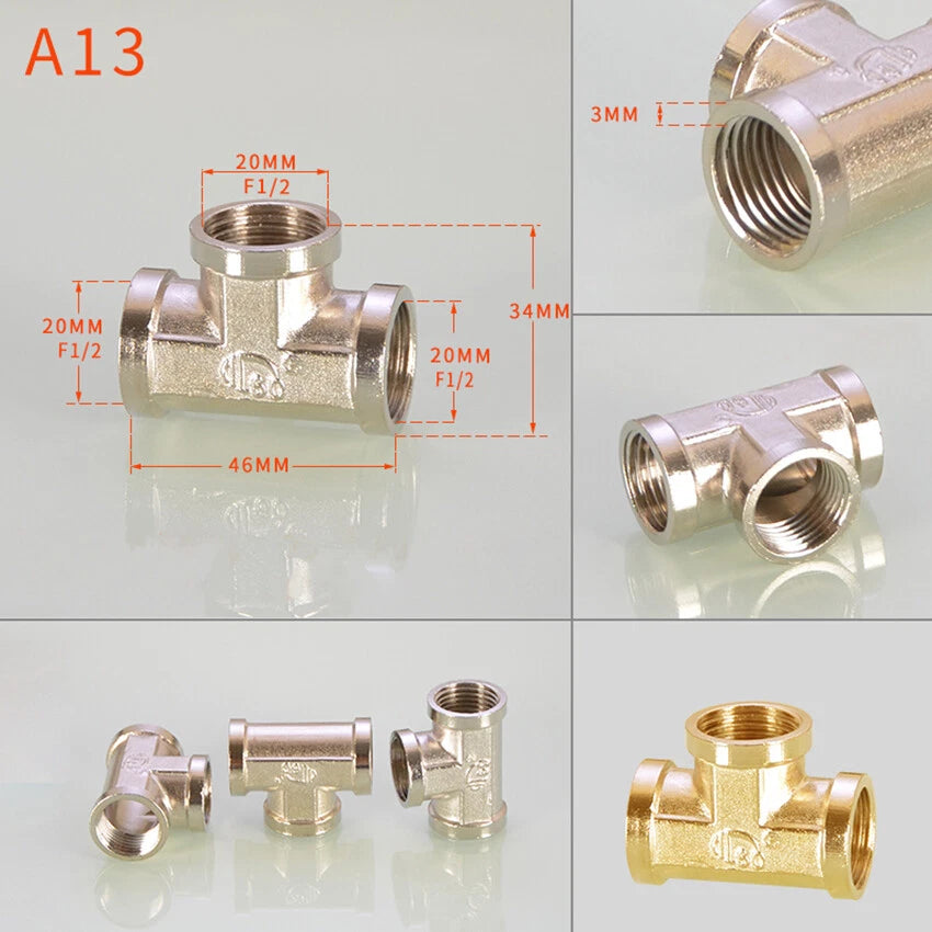 BSP 1/2" Brass Pipe Fittings — Adapters, Elbows, Tees & Connectors
