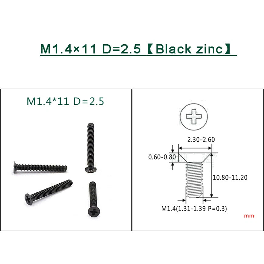 M1–M1.8 Phillips Countersunk Flat Head Machine Screws – Carbon Steel or 304 Stainless, Multiple Finishes