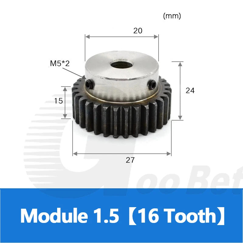 Spur Gear C45 Steel Mod 1.5 with Hub 12-60 Tooth Motor Pinion Hardened Precision