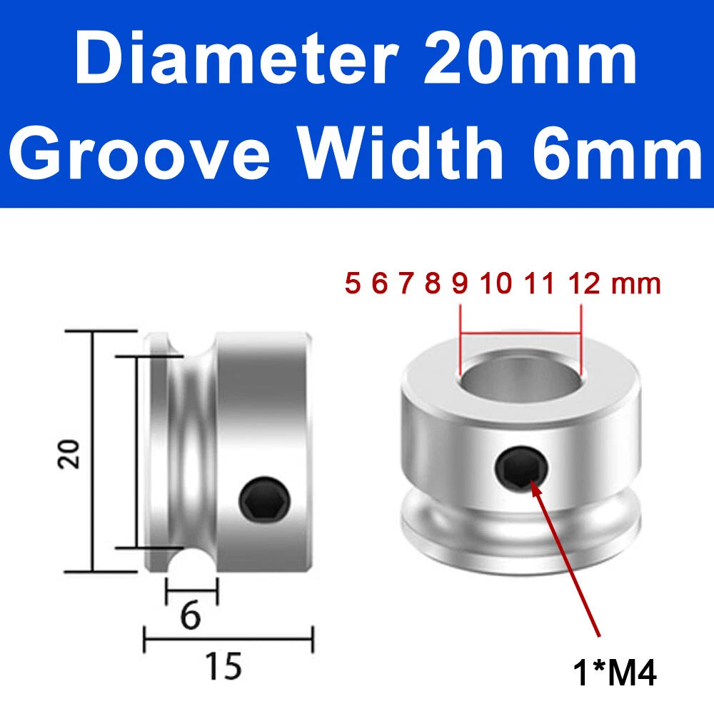 Alu U Pulley OD 20 30 40 50 60 80mm Single Groove Fixed Pulley for PU Round Belt