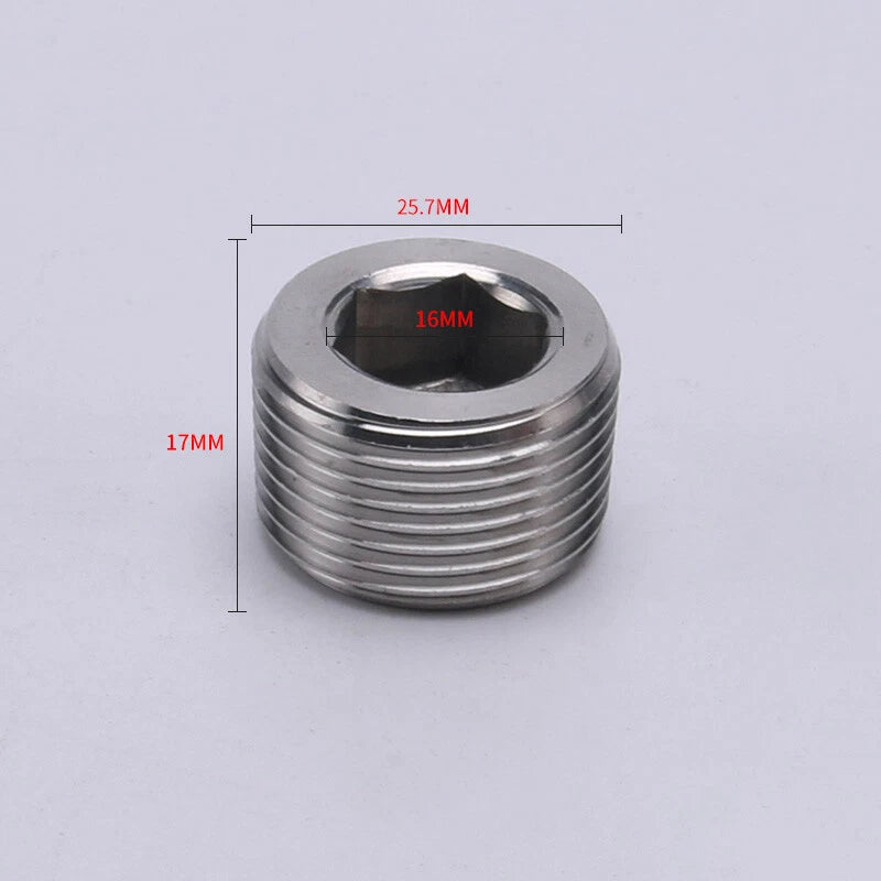 BSP Male Stainless Steel Countersunk End Plug — Internal Hex, 1/4" to 2"
