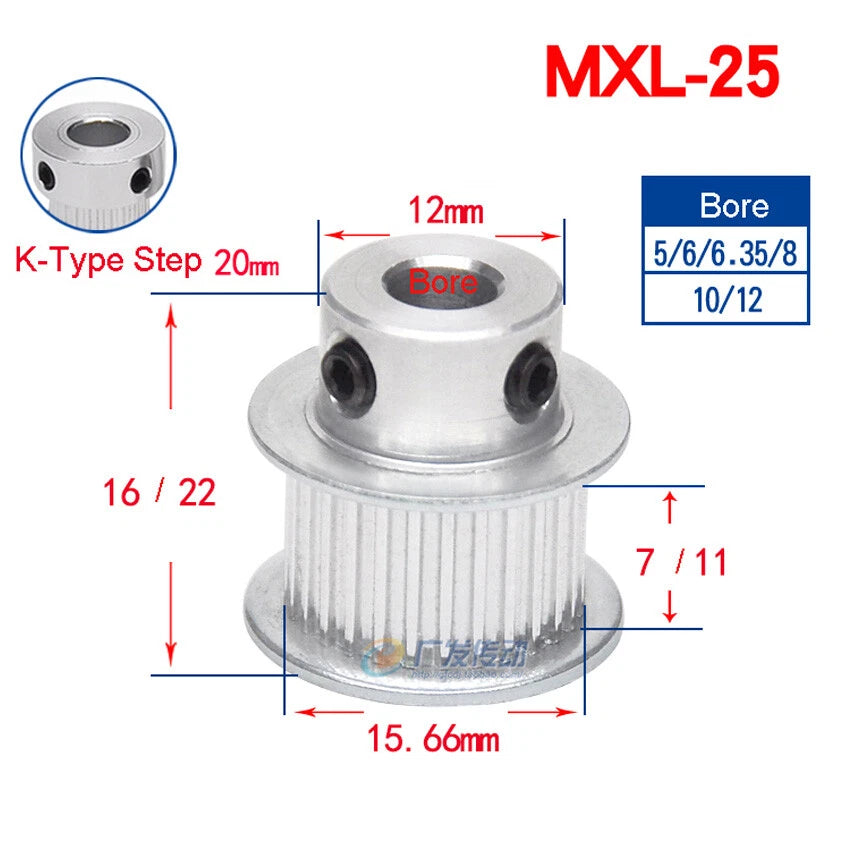 MXL 14-160Teeth Timing Belt Pulleys Pitch 2.032mm With Step For 10mm Width Belt
