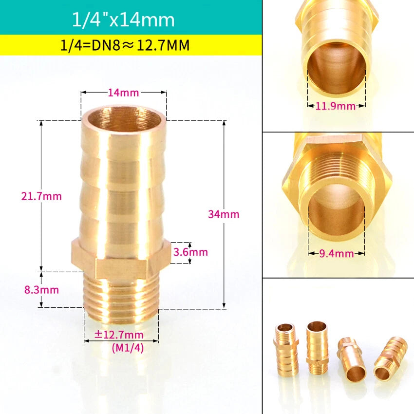 BSP Male & Female Thread Barb Hose Tail Connector — Air Fuel Water