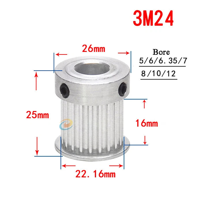 HTD-3M 12T-150T Timing Belt Pulley With Step Bore 8-25mm, For 15mm Width Belt