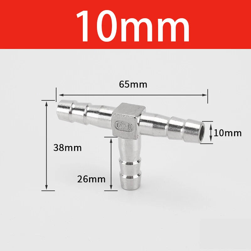 Stainless Steel T Joiner Various Piece Fuel Hose Gas Joiner Tee Connector 6-41mm