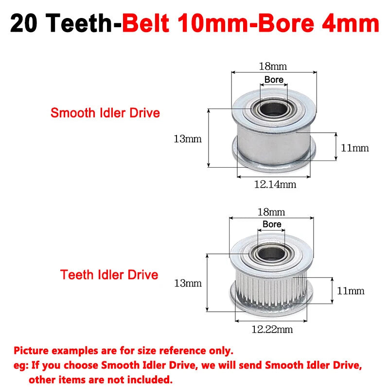 2GT Smooth-Tooth Idler Pulley 16Tooth - 40Tooth Bore 3mm 4mm 5mm 6mm 7mm 8mm