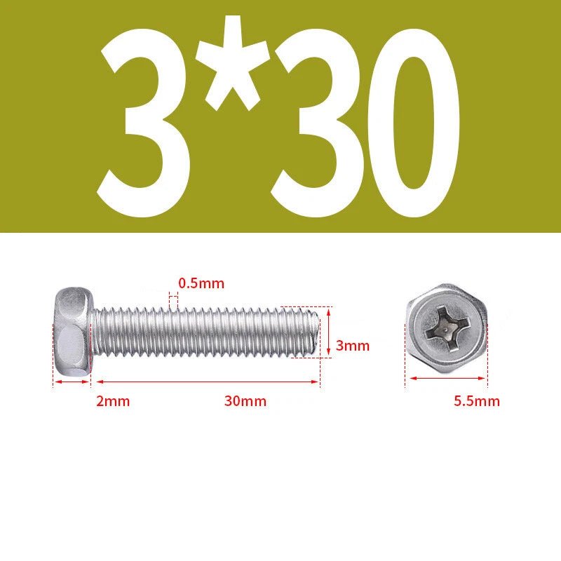 A2 Stainless Steel Hex Head Machine Screws – M3 M4 M5 M6 M8, Fully Threaded (304 Grade) - HomeDIYer