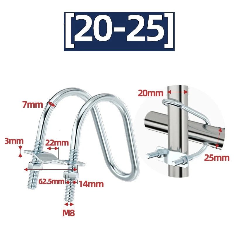 U - Bolt Pipe Clamp — Double & Single U - Shape Saddle Clamp for Greenhouse & Awning Frames - HomeDIYer