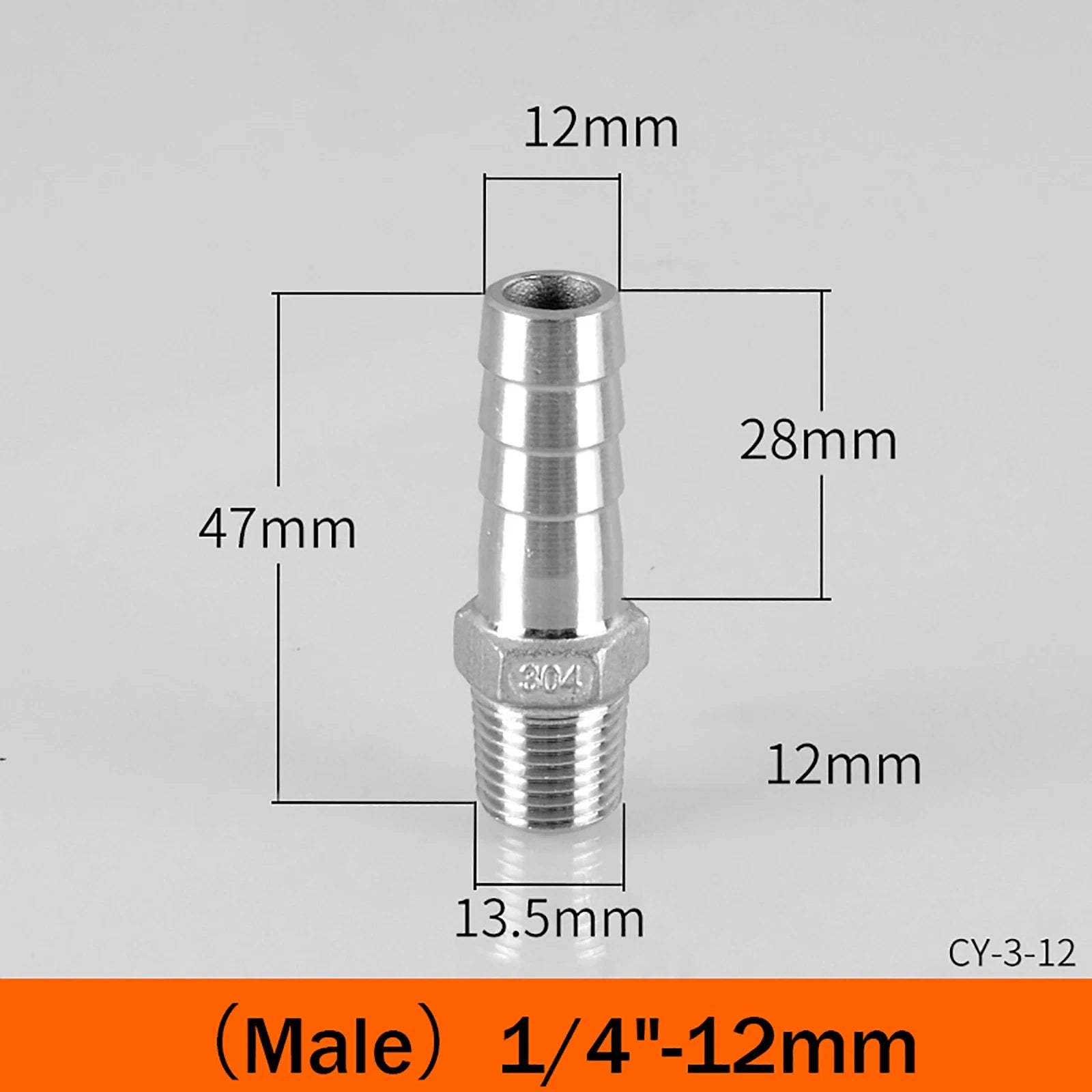 BSP Male Taper Thread x Hose Tail Adapter Fittings — Stainless Steel 304